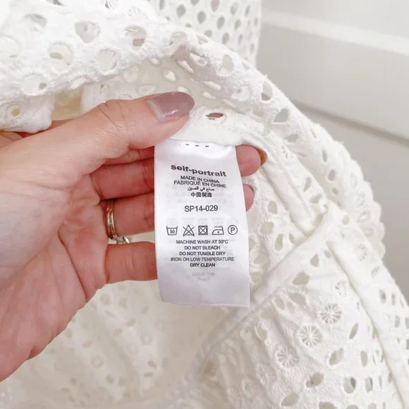 Self-Portrait White Bea Embroidered Eyelet Cutout Bridal Midi Dress US Size 8 - Picture 8 of 9